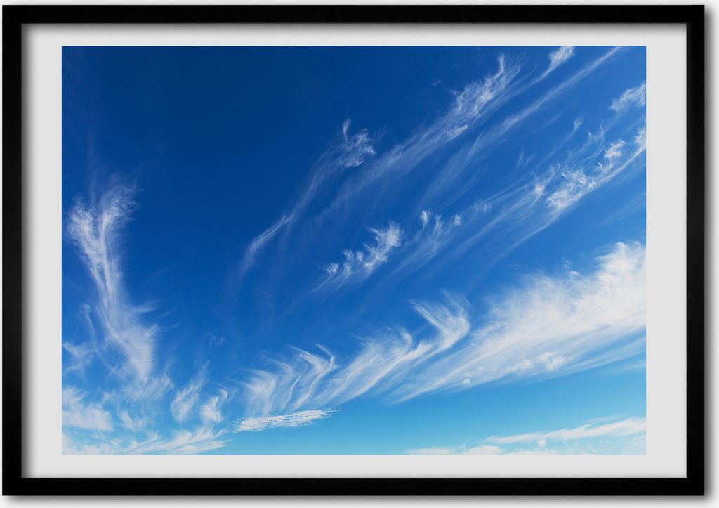 Bild - Bilderrahmen - 100 cm x 70 cm - MDF - Rahmen - Foto - Wandkunst Blauer Himmel