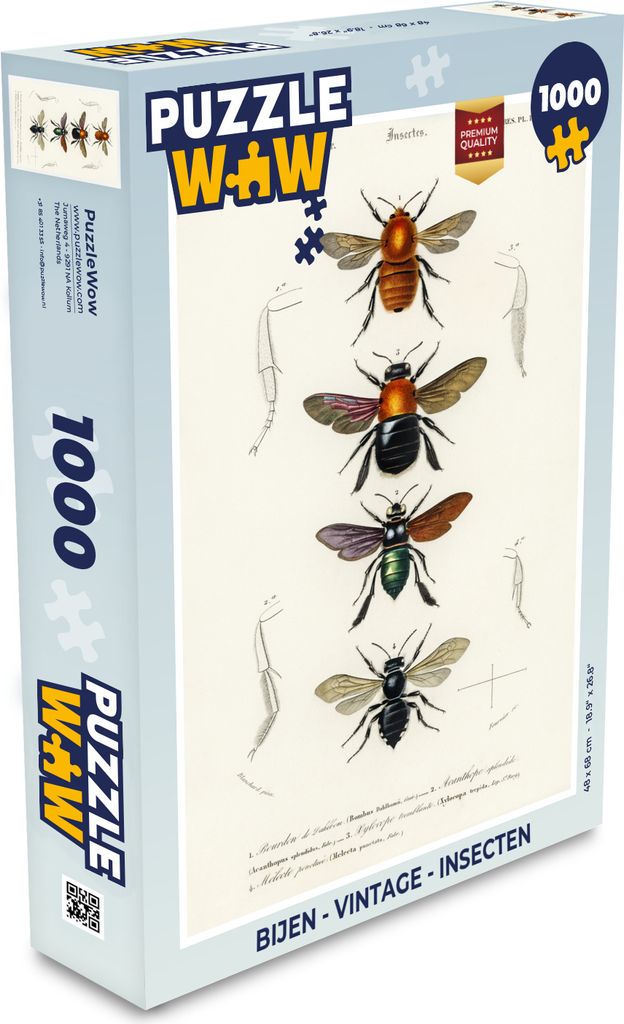 MuchoWow Puzzle 1000 Teile Bienen - Jahrgang - Insekten - Spielzeug - Alt und Jung - Spiele - Puzzeln