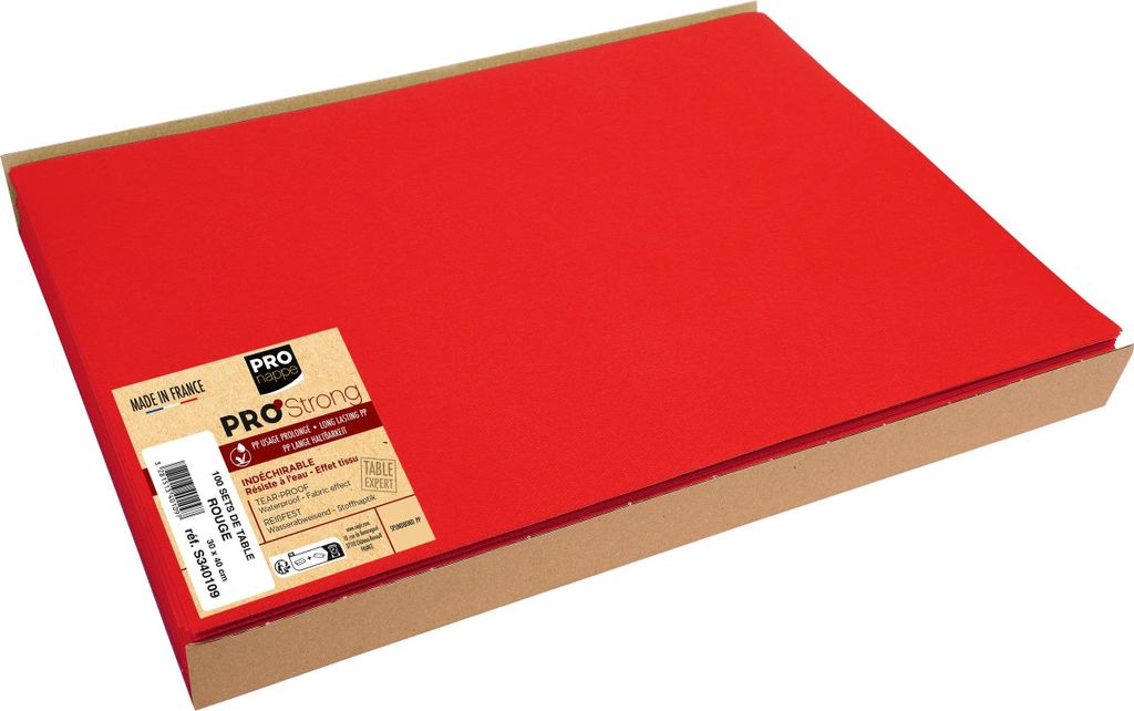 Pronappe 5x 100 Tischsets, Spunbond, einfarbig Format 30x40cm Rot S340109I