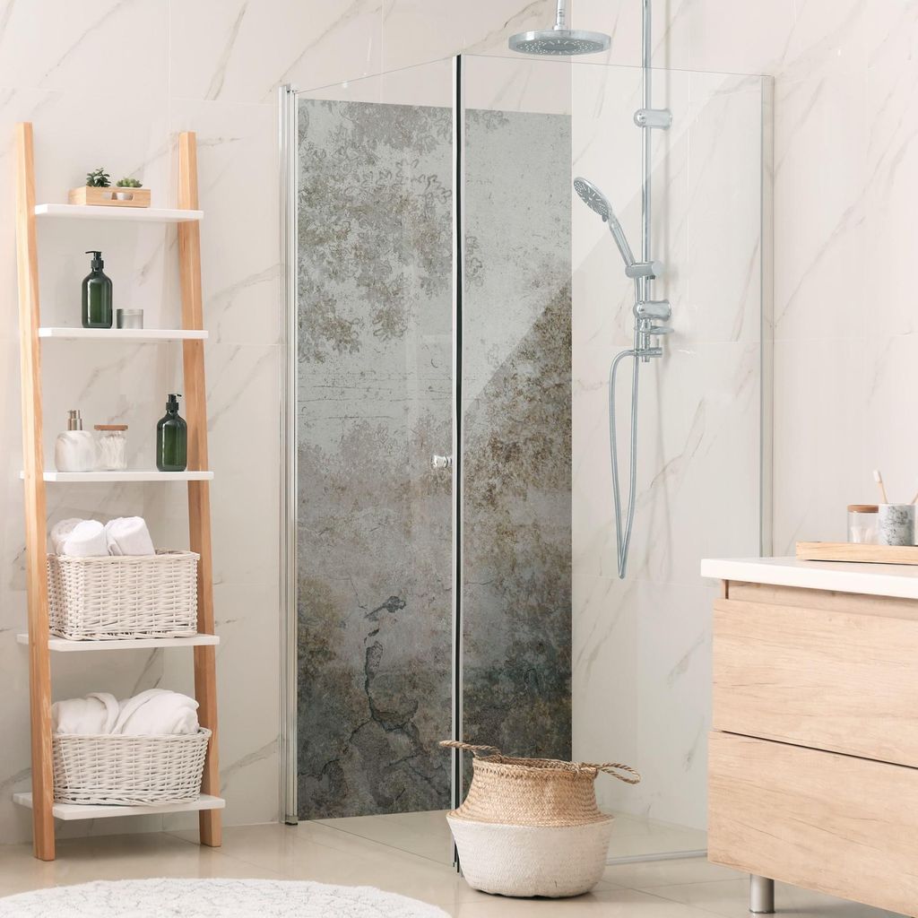 Duschrückwand mit Motiv selbstklebend - 0.35 mm Wandpaneel wasserfest Design braun Abstrakt Badrückwand fugenlos Smart matt 80x200 cm