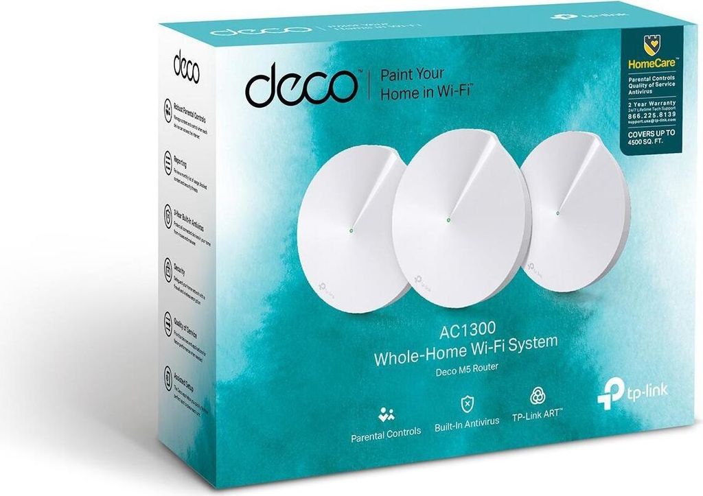 TP-LINK DECO M5 - WLAN-System - bis zu 418 m² - Netz - GigE - 802.11b/g/n/ac, Bluetooth 4.2 - Dual-Band (Packung mit 3)