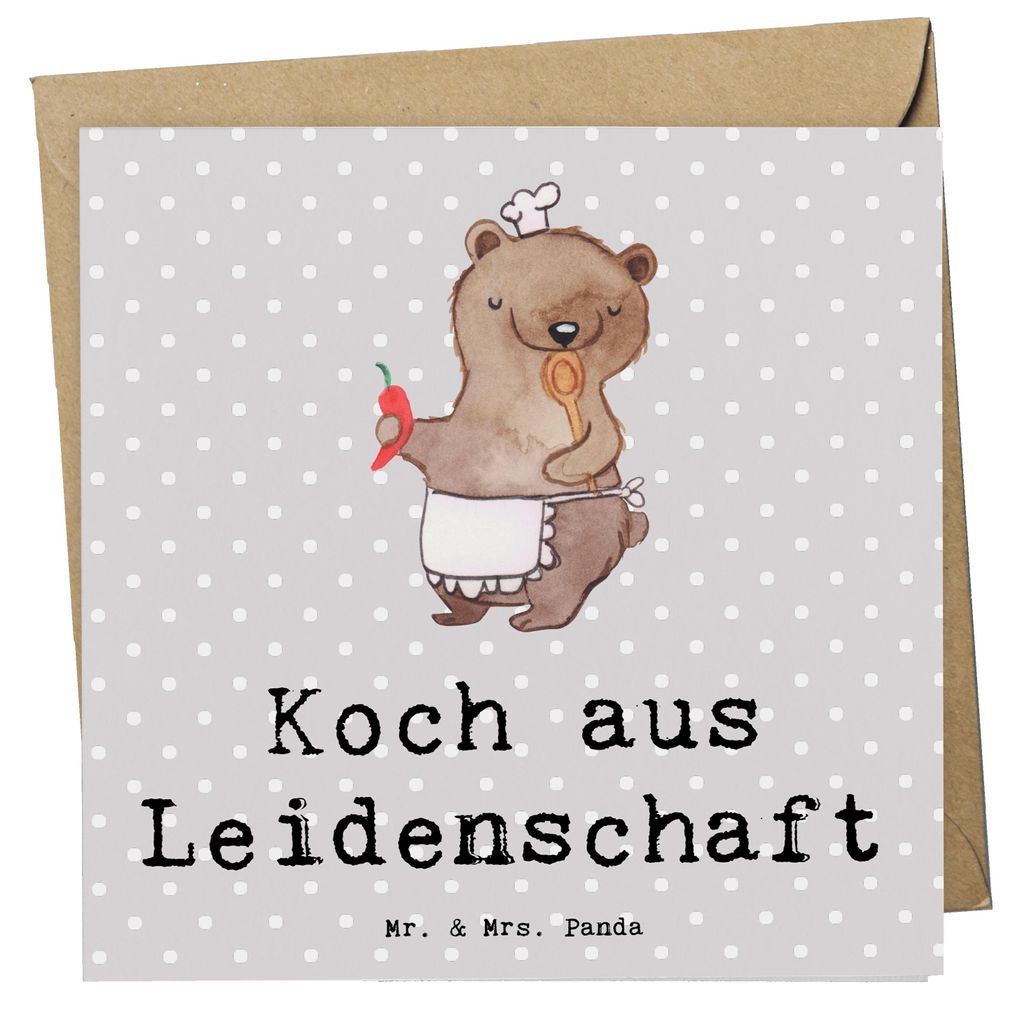Mr. & Mrs. Panda Grußkarte Koch Leidenschaft - Grau Pastell - Geschenk, Glückwunschkarte, faltkarte, Klappkarte, Restaurant, Spruch, Chefkoch, an...