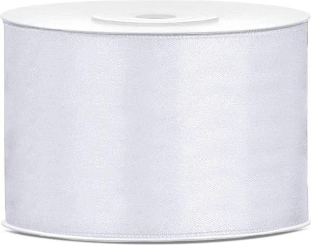 Wstążka satynowa 50 mm/25 m Biała Party Deco Immagine del prodotto 