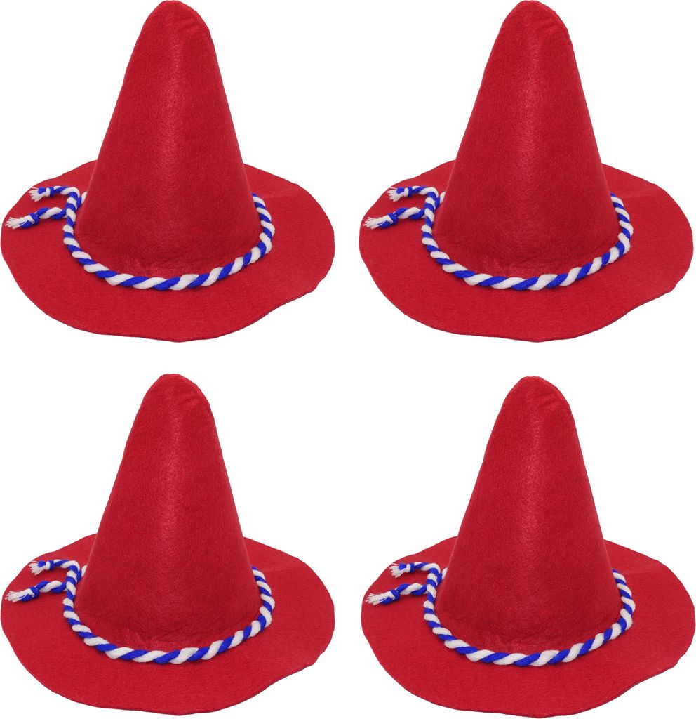 Roter Seppel  Hut mit Blau-Weißer Kordel (4 Stück) Produktbild 