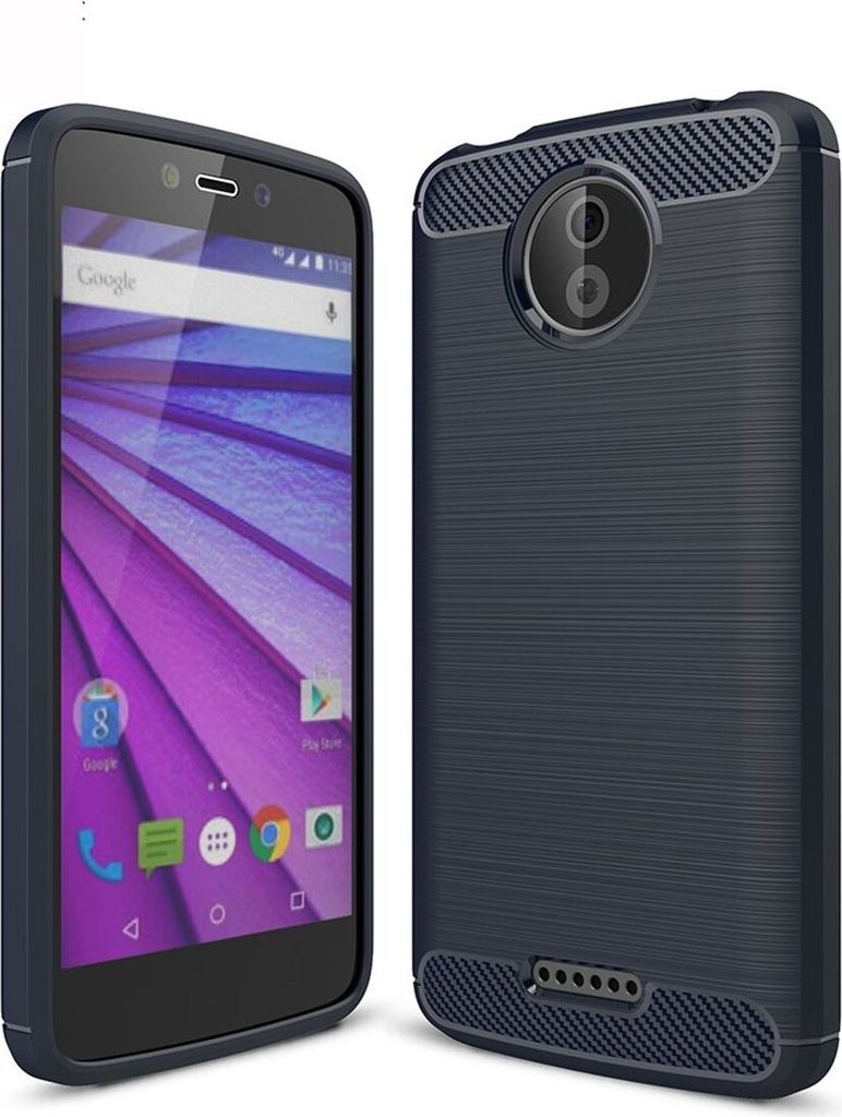 Motorola Moto C TPU Case Carbon Fiber Optik Brushed Schutz Hülle Blau