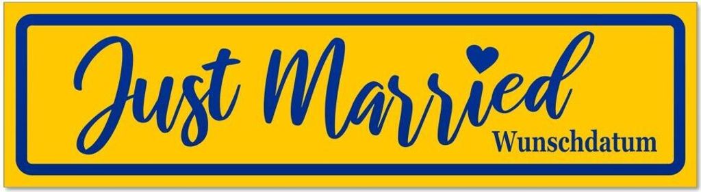 Kiwistar - Autoaufkleber - Blau - 20 x 5,3 cm - Just Married Wunschdatum V2 invertiert - Hinweis Aufkleber Sticker für Auto, Kfz, Fahrrad, PKW, LKW