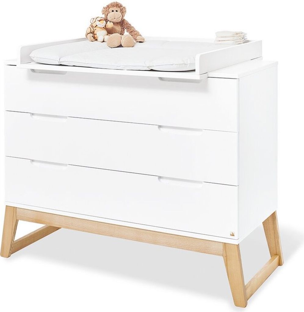 Kinderzimmerpflegestation 120cm x 77cm Babycommode Weiss Holz