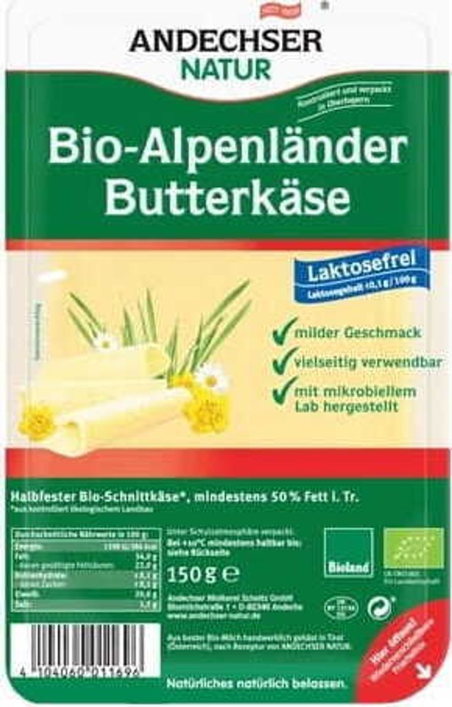 Alpine Käse geschnittener 50%  150 g Andechser Natur Produktbild 
