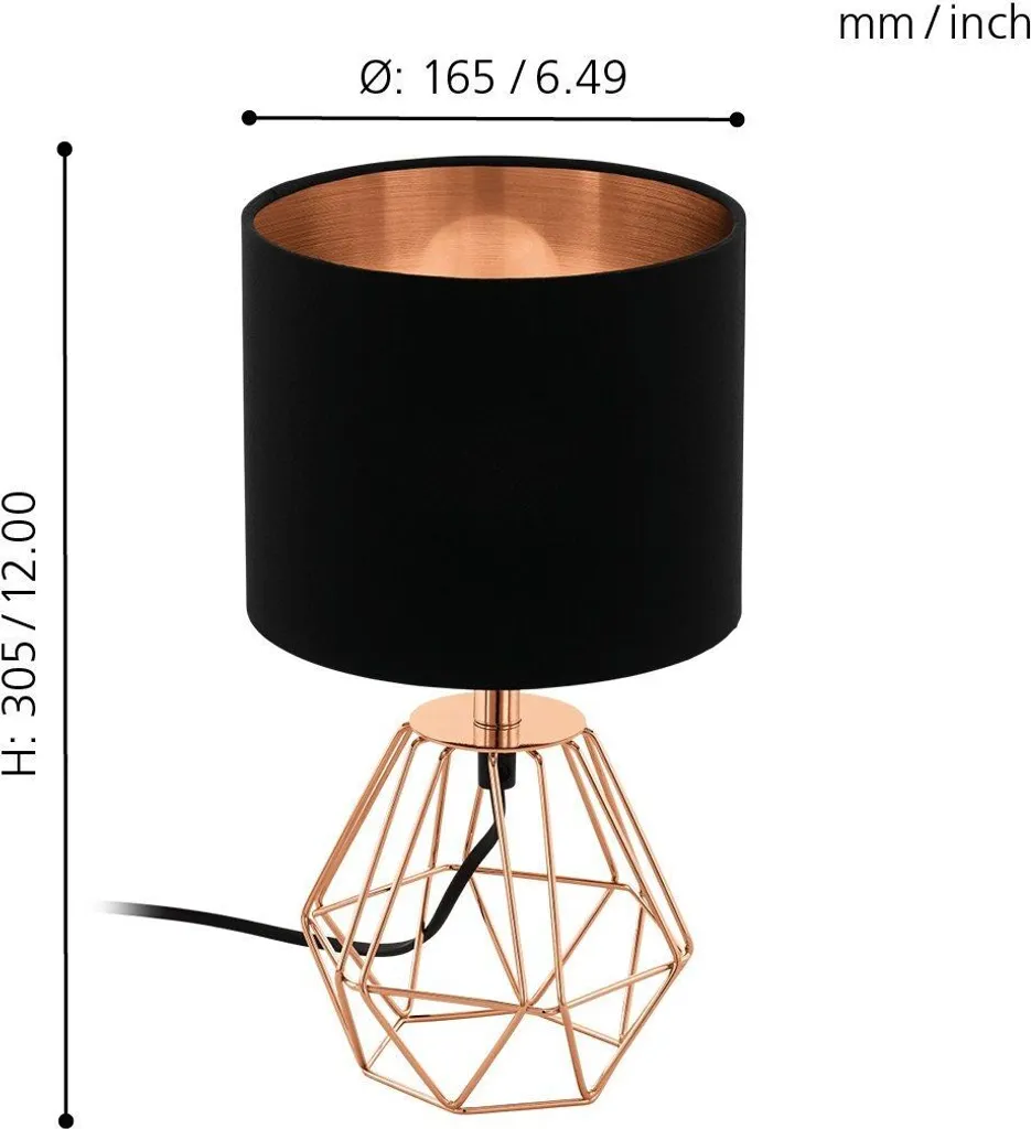 Lampada Eglo Carlton 2 Rame e Nero: Illuminazione d'Atmosfera Moderna - 13
