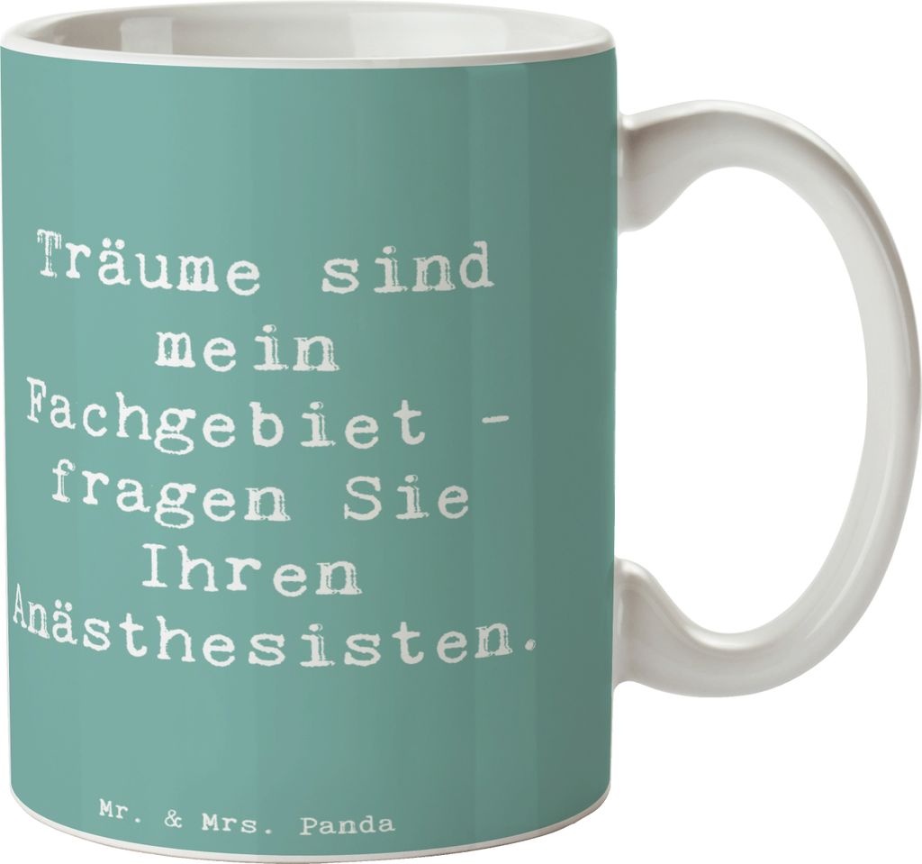Mr. & Mrs. Panda Kaffeebecher Spruch Anästhesist Träume - Meeresbrise - Geschenk, Berufsliebe, Berufsalltag, Kaffeetasse, Anästhesistin, Vitalfu...