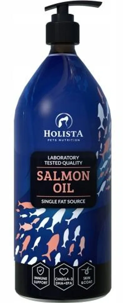 Huile de Saumon pour Chien et Chat Holista 1L - Idéal Peau Sèche et Mue