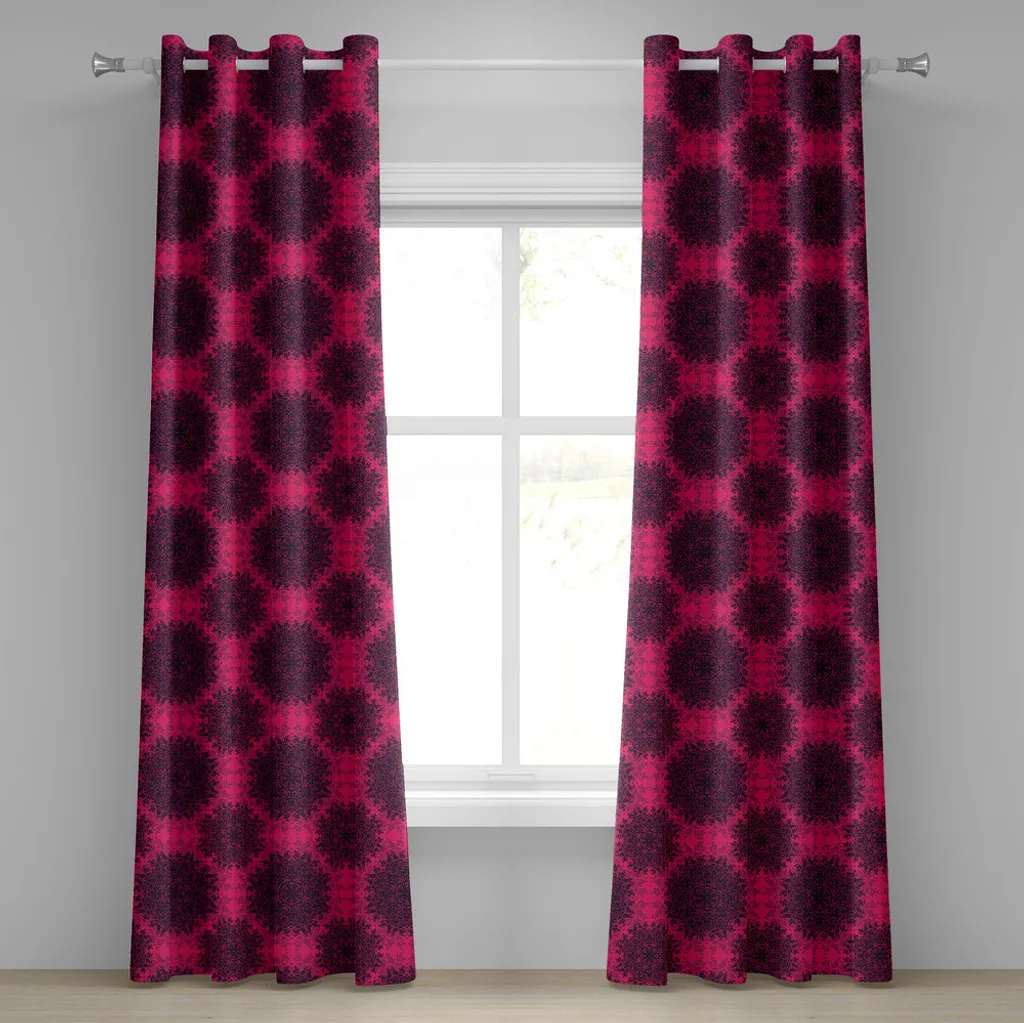 Rideau Mandala Rose et Violet en Tissu de Qualité avec Oeillets 280x245cm