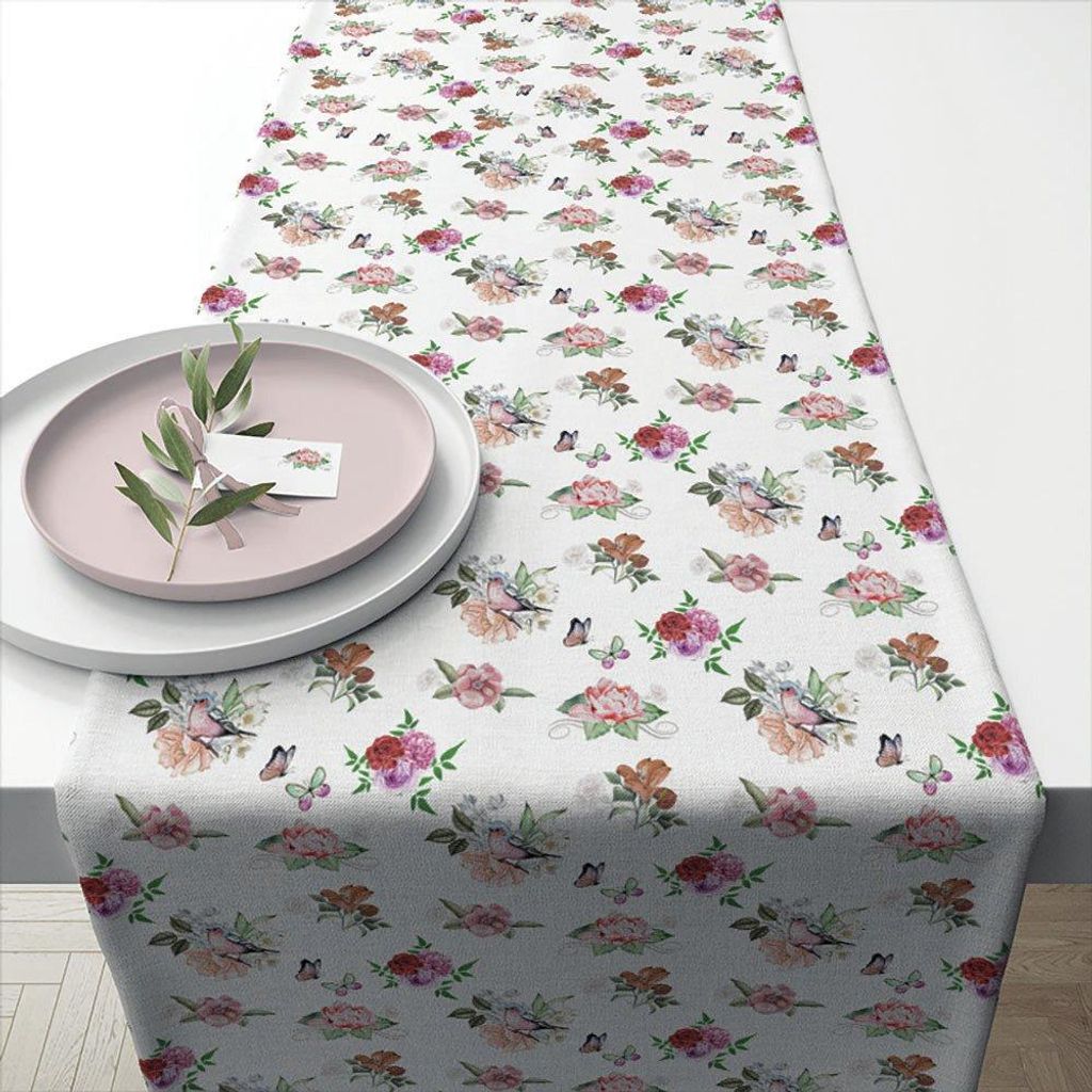 Tischläufer 40x150cm Röschen Table runner 40x150 cm Charlotte white