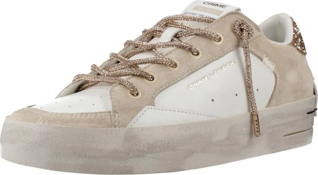 Crime London Sk8 Deluxe Wedge Beige - Baskets Montantes à Talon Compensé