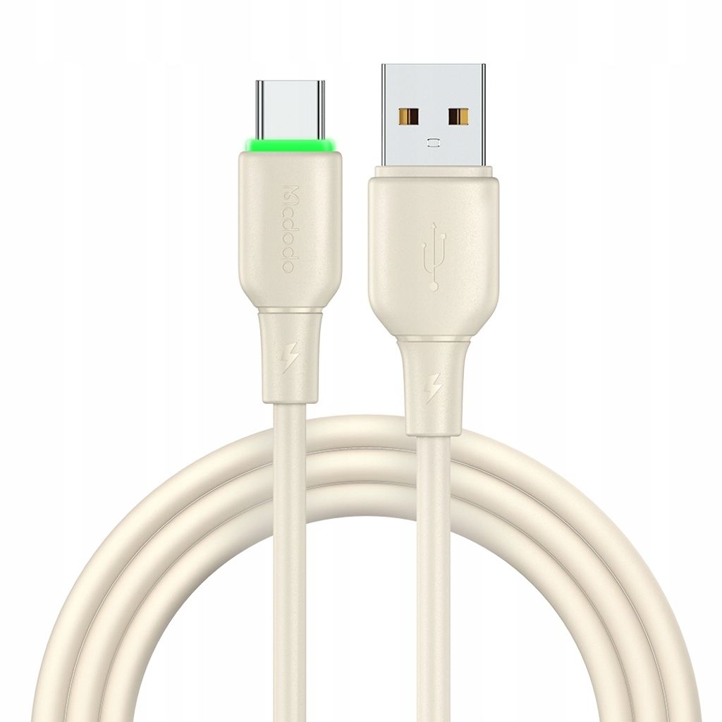 Mcdodo CA-4750 Liquid Silicon Cable, USB-A - USB-C Kabel mit LED, 100W, 1,2m, beige