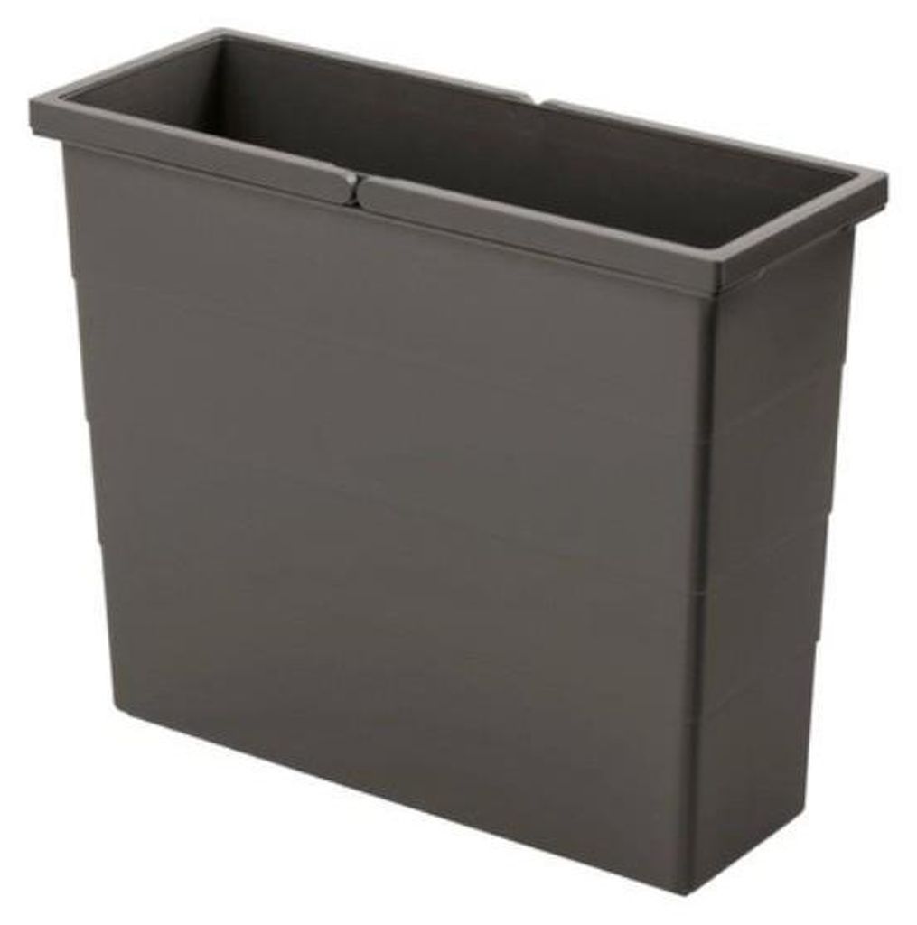 A dark gray rectangular bin, likely an inner bin for a larger trash or recycling system.