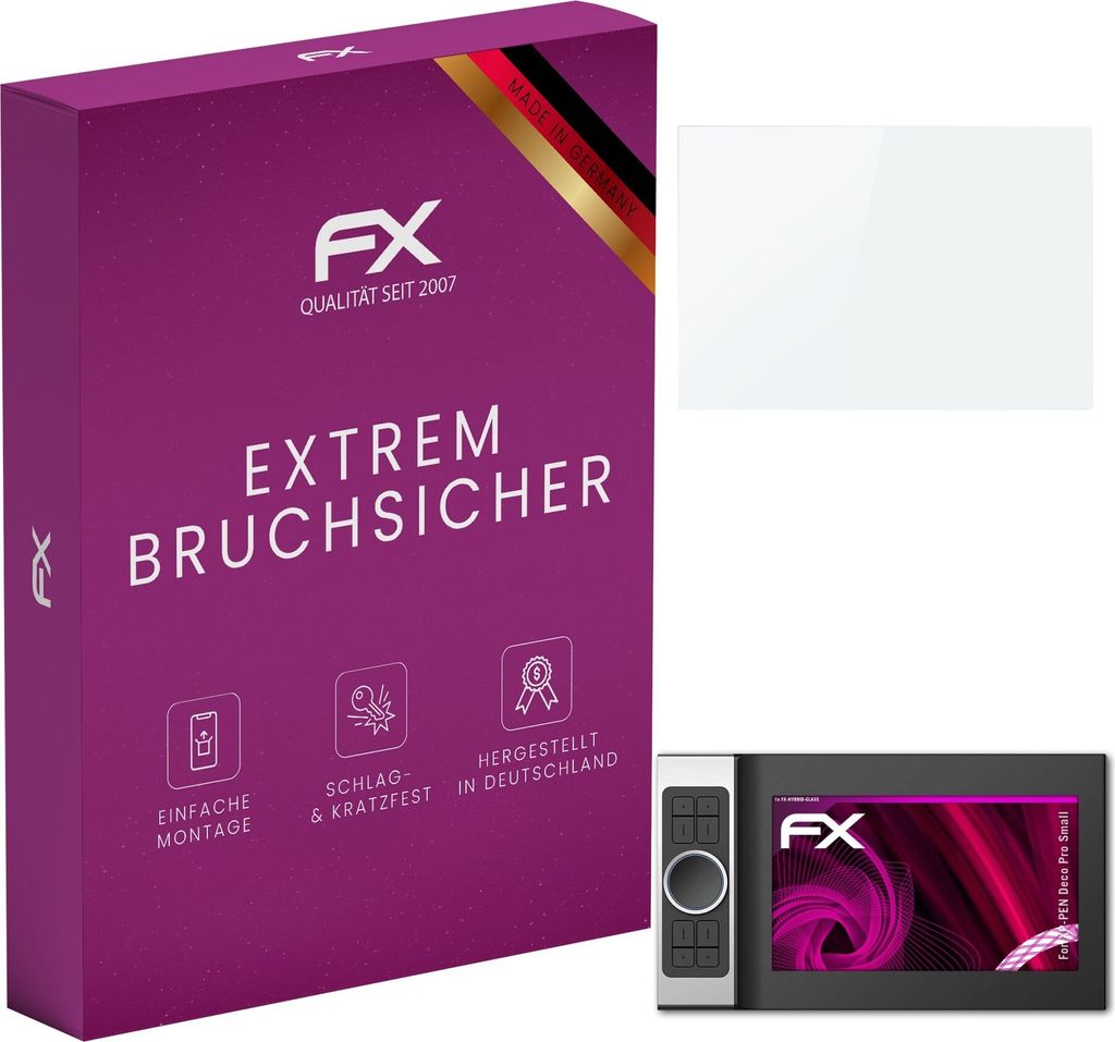 atFoliX FX-Hybrid-Glass Displayfolie kompatibel mit XP-PEN Deco Pro (Small) Glasfolie