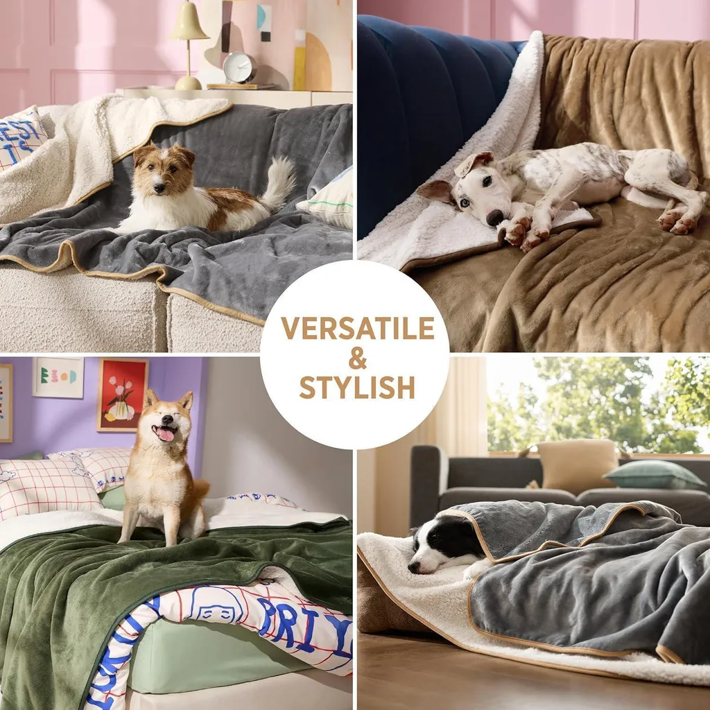Couverture pour chiens lavable et imperméable - Douceur Sherpa grise