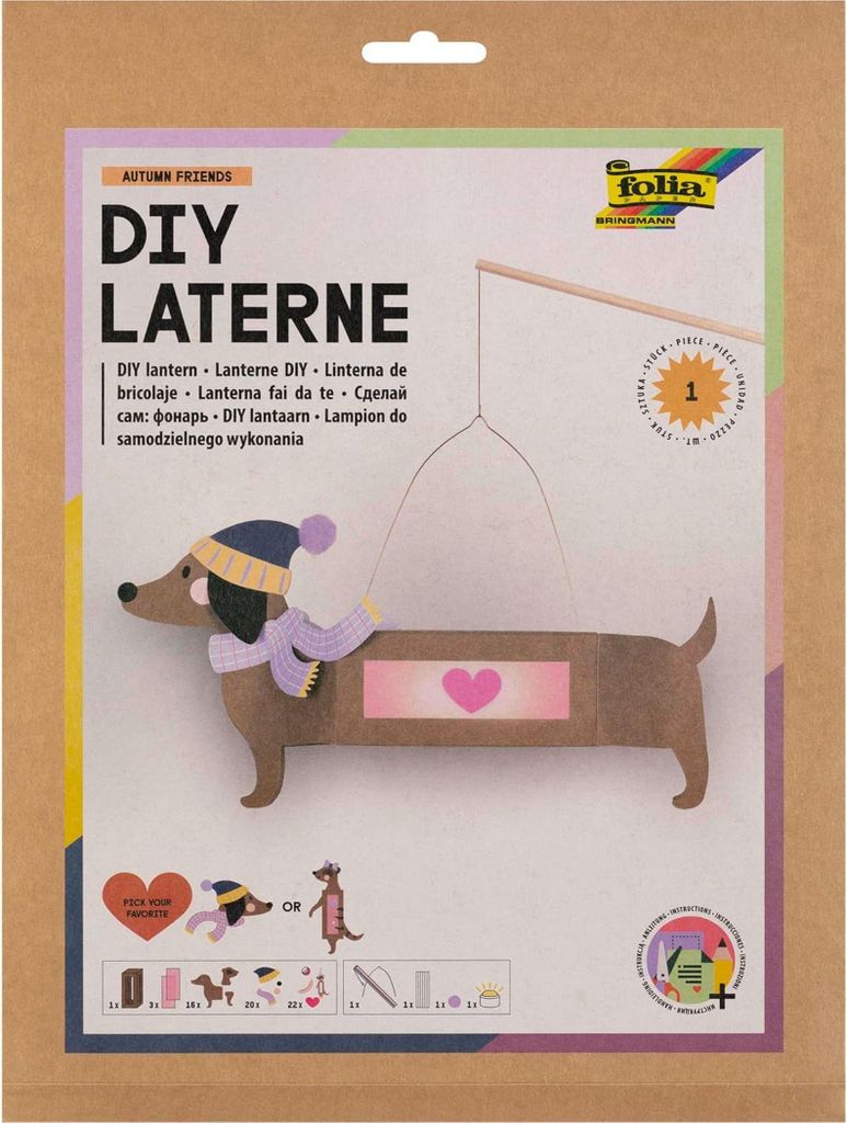 folia Laternen-Bastelset AUTUMN FRIENDS natur Produktbild 