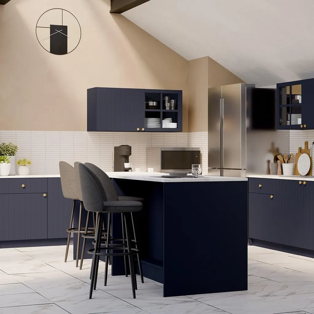 Ilot de Cuisine Central CHESTER 120cm Meuble de Rangement Multifonction - 2