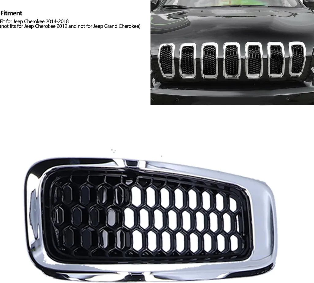 7 Inserts de Calandre Chrome pour Jeep Cherokee 2014-2018 Accessoires