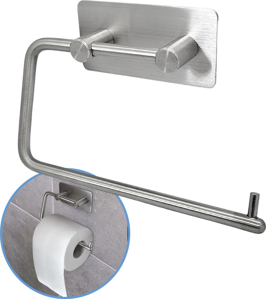 Sanics WC-Rollenhalter Ohne Bohren - Toilettenpapierhalter Selbstklebend - Hängender WC-Papierhalter - Klorollenhalter Silber Edelstahl