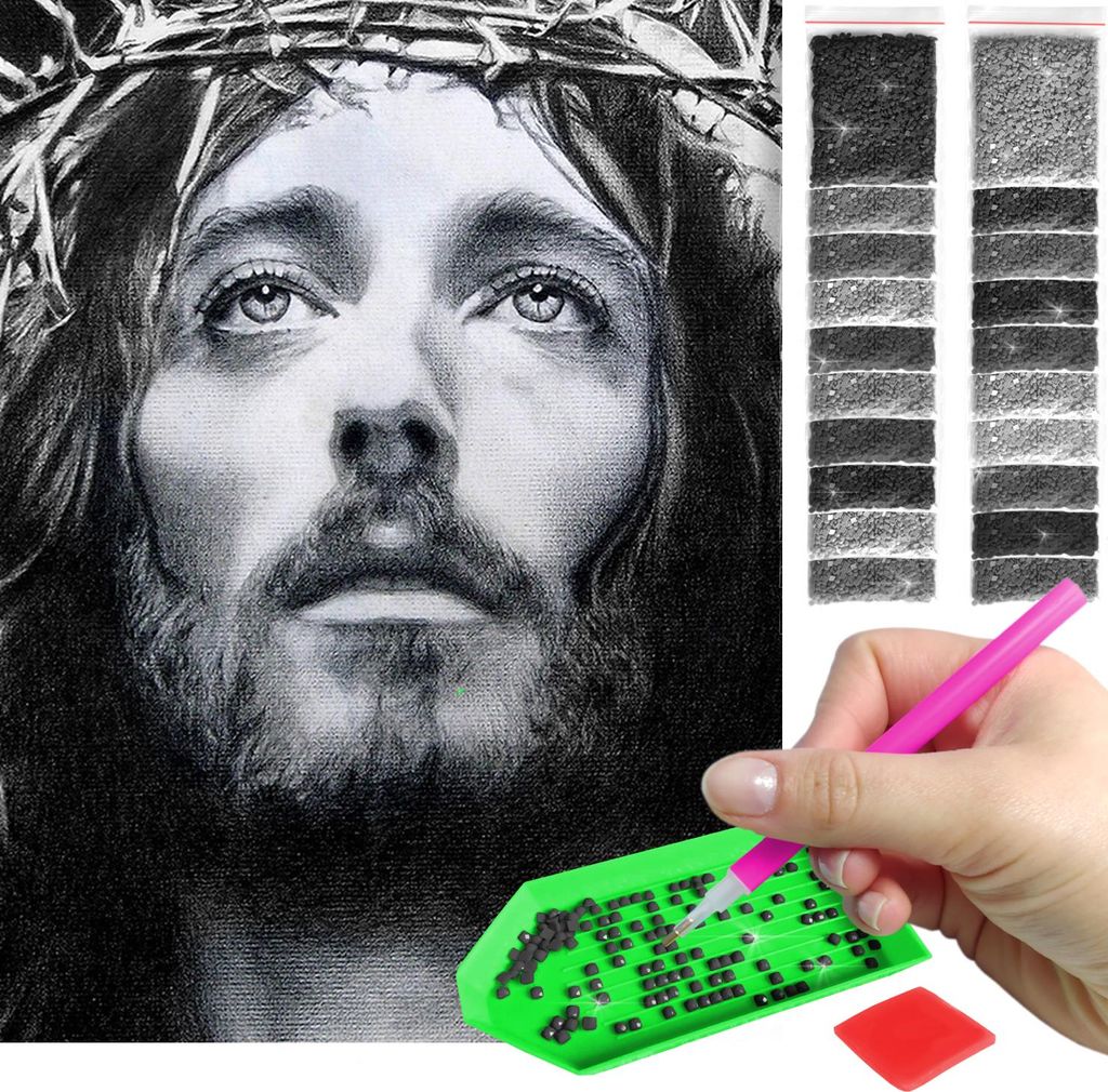 ARTULIO - Diamond Painting Set - Jesus mit Dornenkrone - 40 x 30 cm - Eckige quadratische Steine, Square Diamond - Home Wand Deko