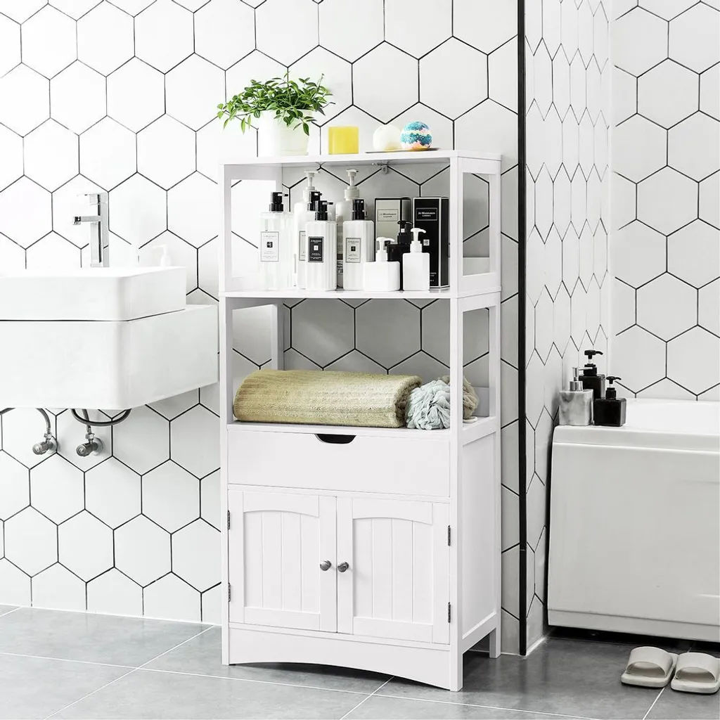 Armoire de salle de bain d'angle Rootz avec meuble sous-vasque blanc - 5