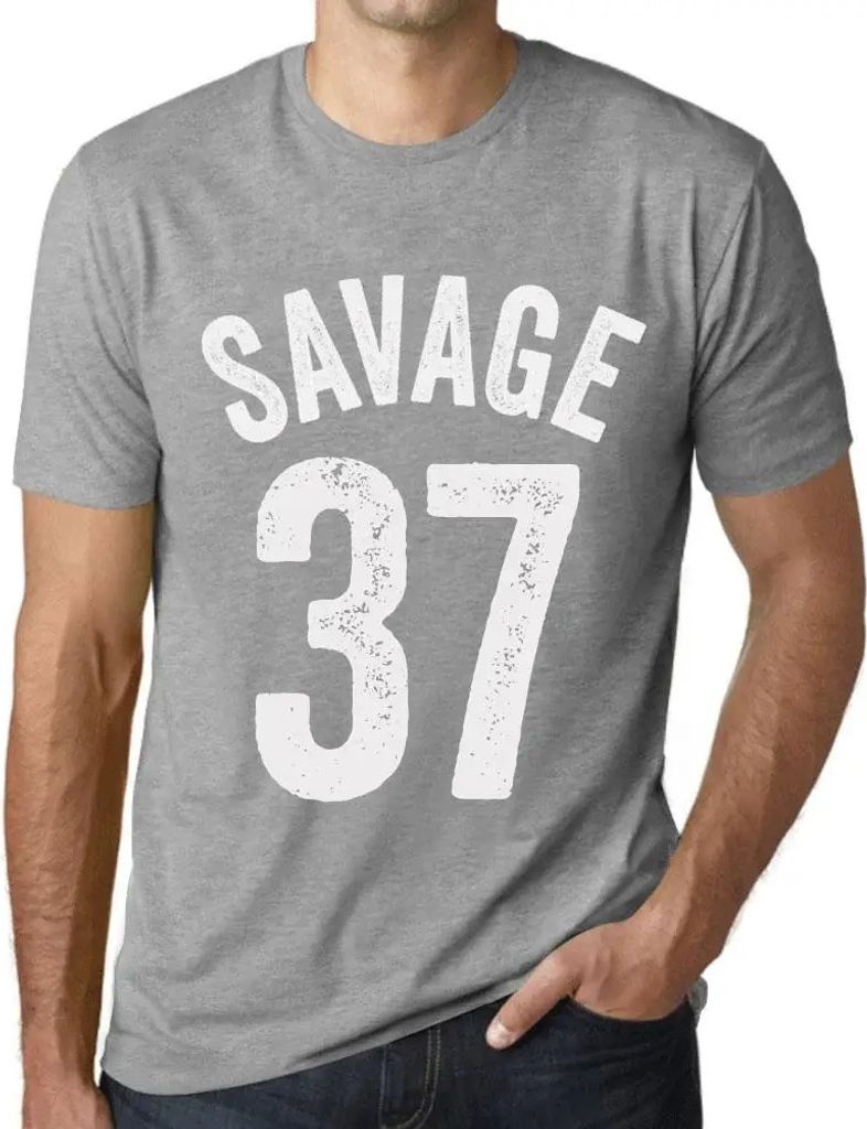 Herren Grafik T-Shirt Savage 37 Geschenk 37. Geburtstag Jahrestag 37 Jahre Jubiläum 37 Jährige Mann Jahrgang 1987 Kurzarm Lustige Druck