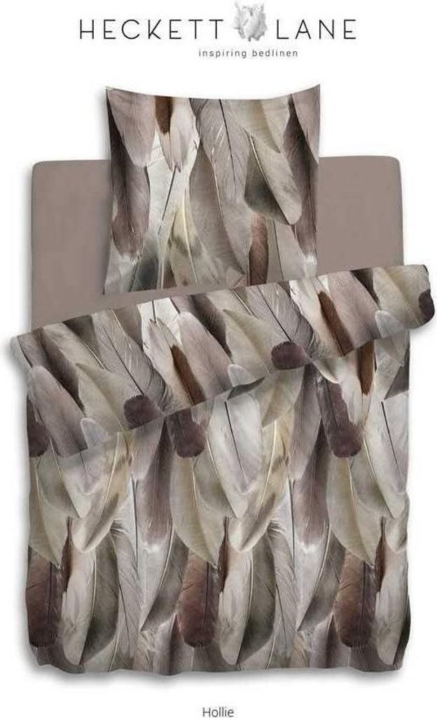 HnL Flanell Bettwäsche Federn Hollie Taupe Grau 135x200 cm + 80x80 cm