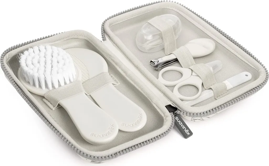 Set de manucure bébé gris avec coupe-ongles et limes pour nourrisson