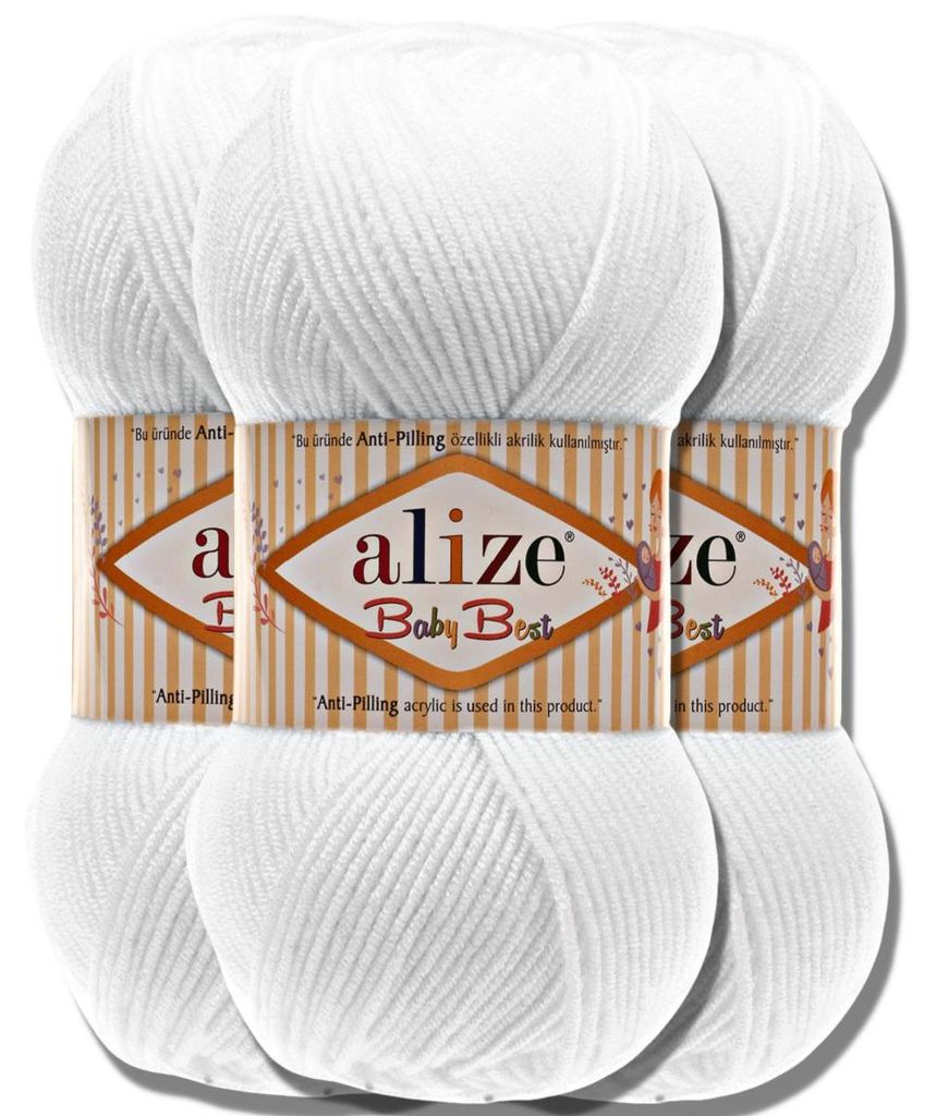 Alize 3x 100g Baby Best Wolle, Antipilling, Uni, Häkeln, Produktbild 