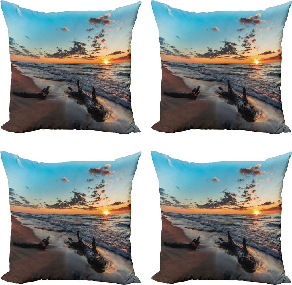 ABAKUHAUS Schwemmholz Kissenbezug Set (4 Stück), Bewölkter Himmel Digital View, Moderner Doppelseitiger Digitaldruck, 60 cm x 60 cm, Himmelblau u...