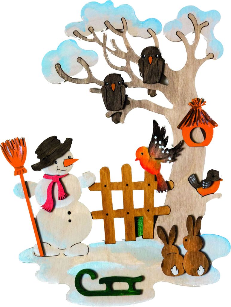 Drechslerei Kuhnert - Bastelset - Fensterbild Winter - Maße ca. 15 x 22cm - die perfekte Dekoration für die frostigen Wintertage