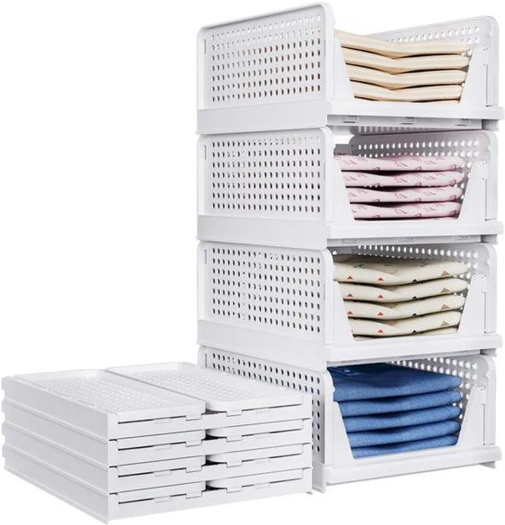 Penderie modulable plastique blanc 8 cubes empilables pour la chambre