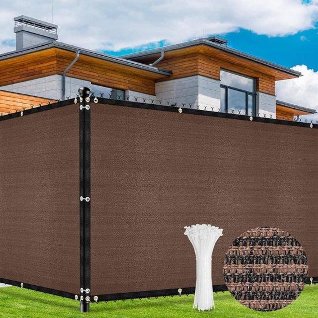 Schattenscreen, 1,5 x 15,2 m, Gartenzaun, Schattennetz mit Augen, 170 g/m² Blockade, UV-Schutz, Windschutz für draußen, Sonnenschutz, Stoff, Hin...
