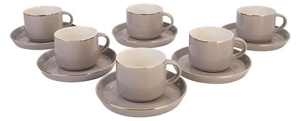 Bricard Lunel 12-teiliges Kaffeebecher Set, Taupe-Gold Produktbild 