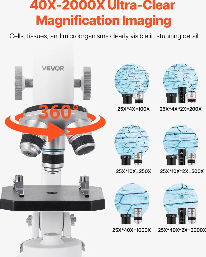 Microscope de Laboratoire 2000X : Image Nette et Support Téléphone - 2