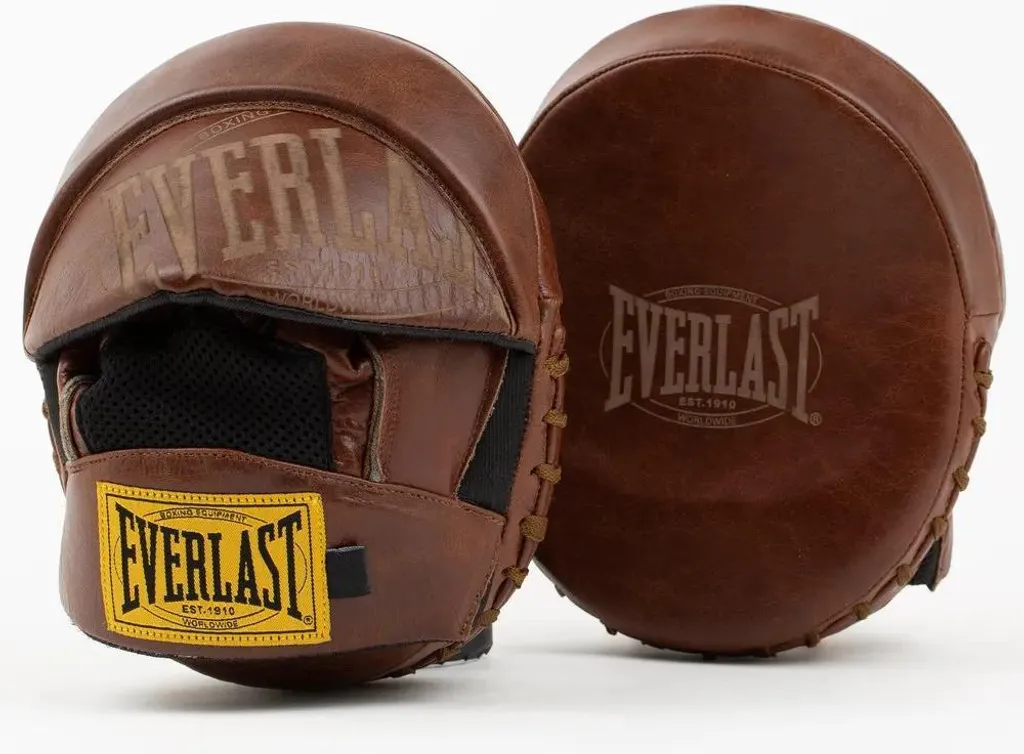 Everlast 1910 Focus Mitts : Cibles de frappe incurvées en cuir marron