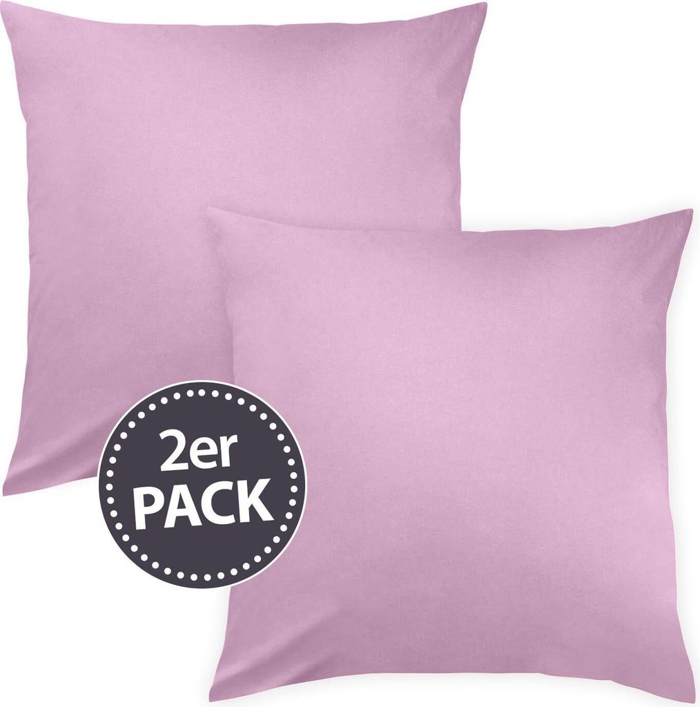 Traumschlaf Uni Mako-Satin Kissenbezüge Doppelpack 2x Kissenbezug 40x40 cm mauve