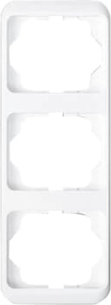 A white, three-gang light switch cover plate.