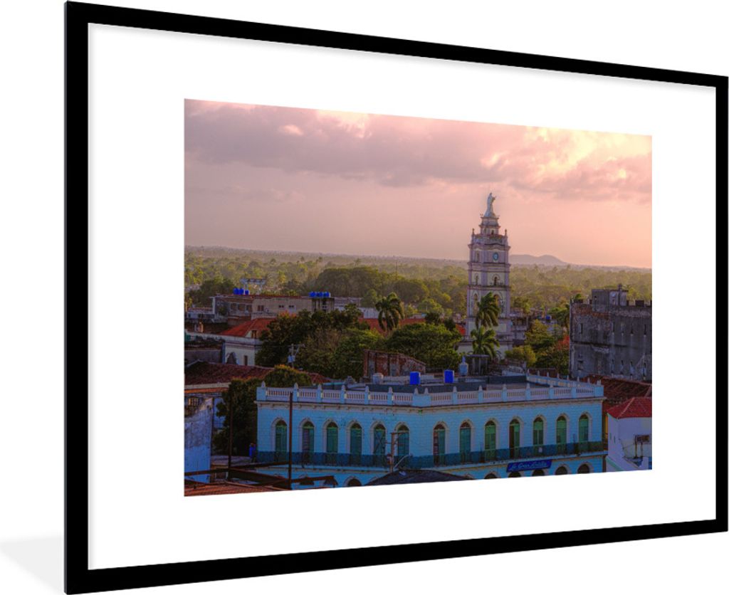 MuchoWow Gerahmtes Poster Bunter Stadthorizont im nordamerikanischen Kuba 90x60 cm - Poster mit Schwarzem Bilderrahmen Wandposter Rahmen Foto Bil...