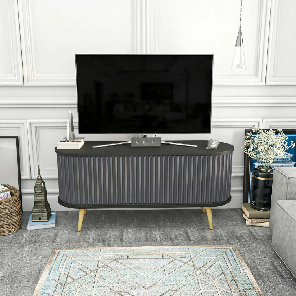 Meuble TV Noir Bailu 140cm : Solution de Rangement pour Petit Espace - 5