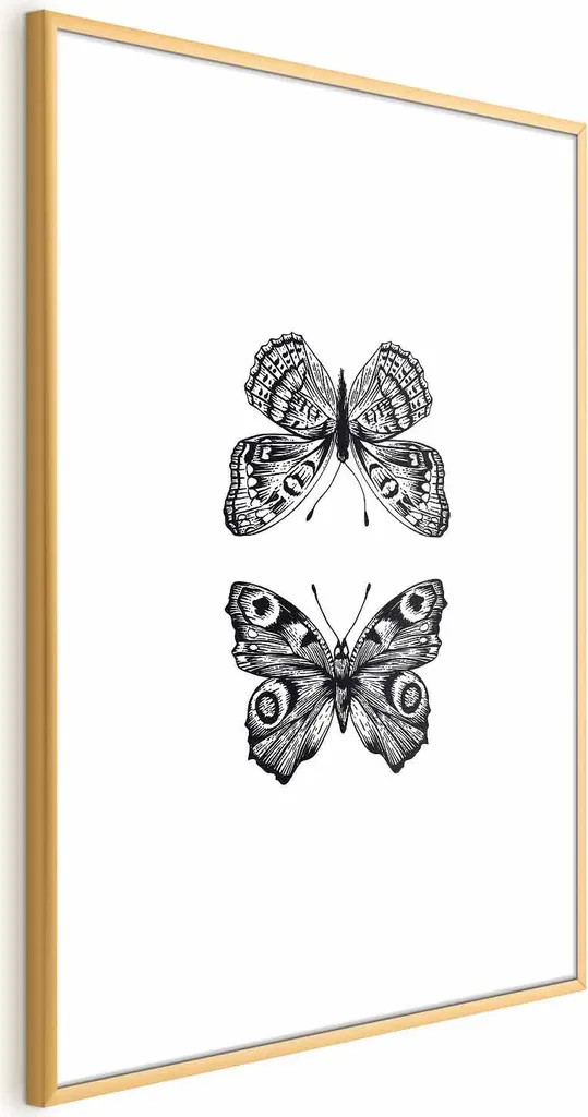 Poster 'Due Farfalle' 60x90 Gold Edition - Cornice Dorata d'Elite