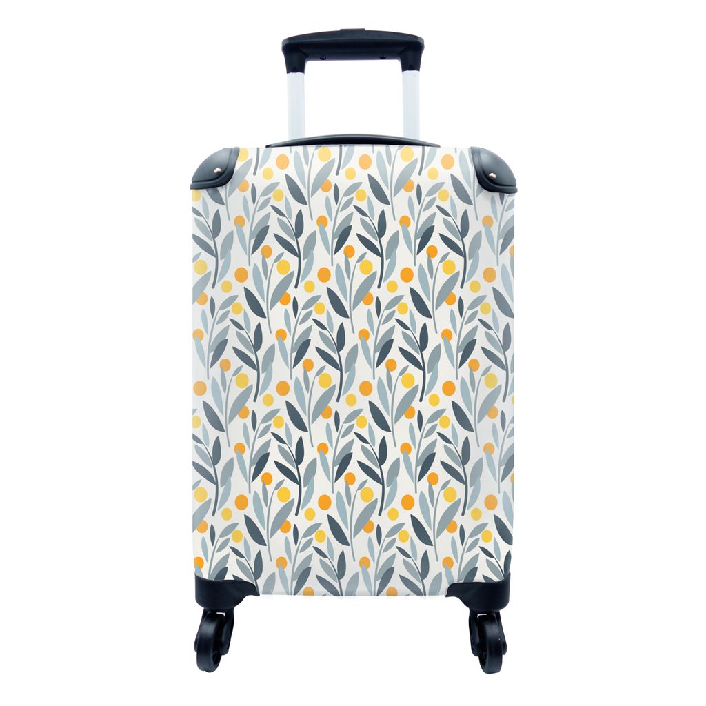 MuchoWow Koffer Handgepäck Trolley Rollkoffer Kleine Reisekoffer mit 4 Rollen - Sommer - Blumen - Muster - Cabin Size < 55x40x23 cm & 55x40x20 c...