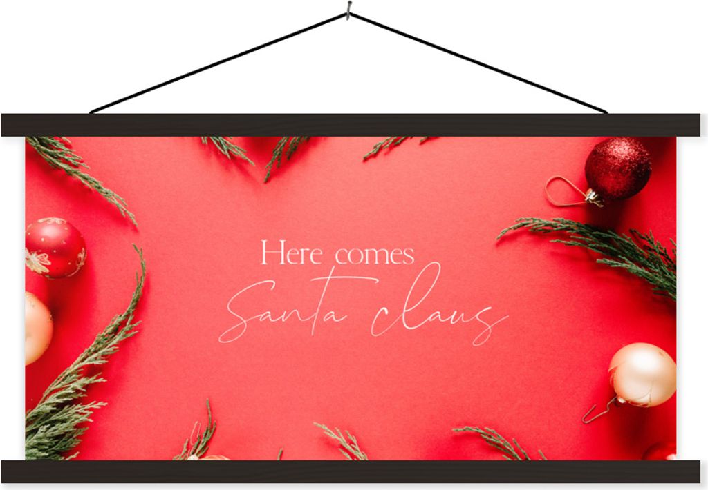 MuchoWow Textilposter Weihnachten - Weihnachtsmann - Rot 60x30 cm mit schwarzem Rahmen - Textilien