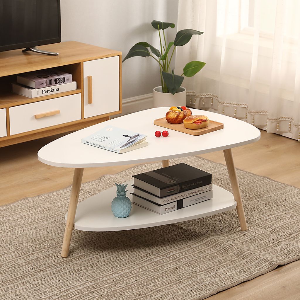Couchtisch Wohnzimmertisch mit 2 Ablagen Teetisch Produktbild 