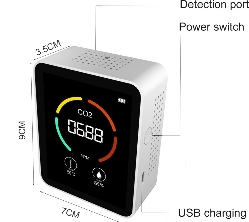 Měřič CO2 Měřič oxidu uhličitého Digitální teploměr Tester Obrázek produktu 7