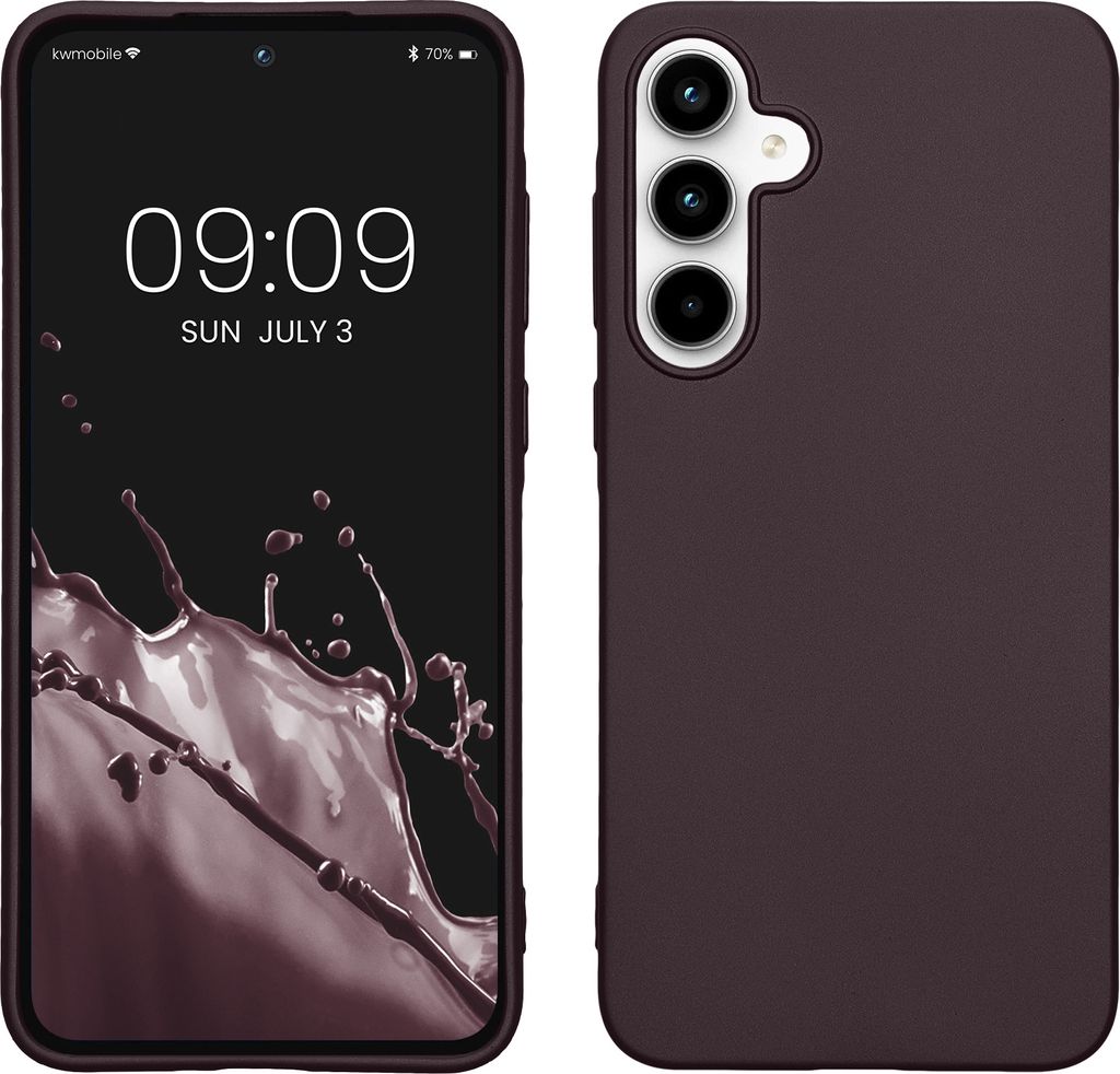 kwmobile Case kompatibel mit Samsung Galaxy A35 Hülle - Schutzhülle aus Silikon metallisch schimmernd - Handyhülle Metallic Brombeere