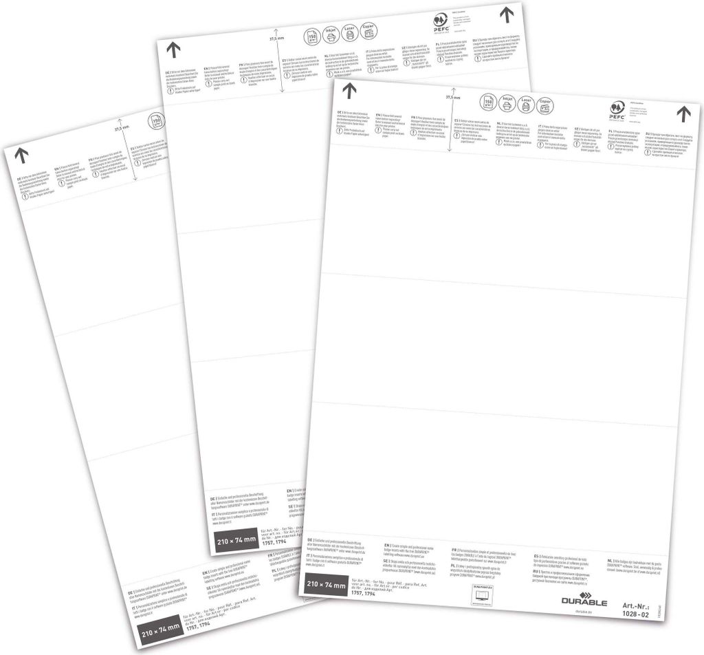 DURABLE Einsteckschilder 210x74 mm 60 St., 102802 weiß Produktbild 